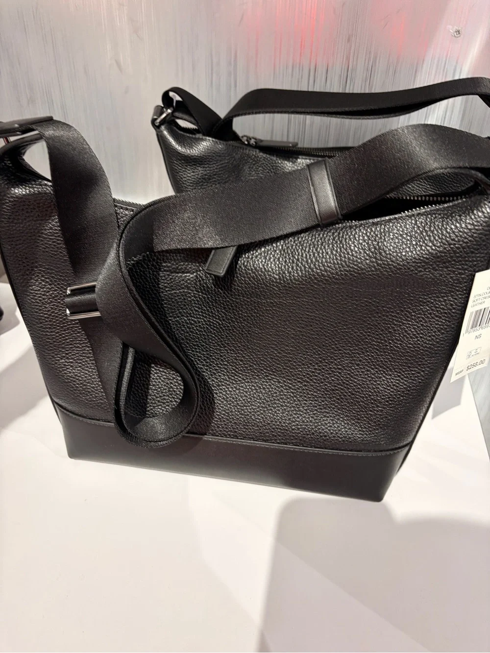 Michael Kors Black Pebbled & Smooth Leather Messenger new